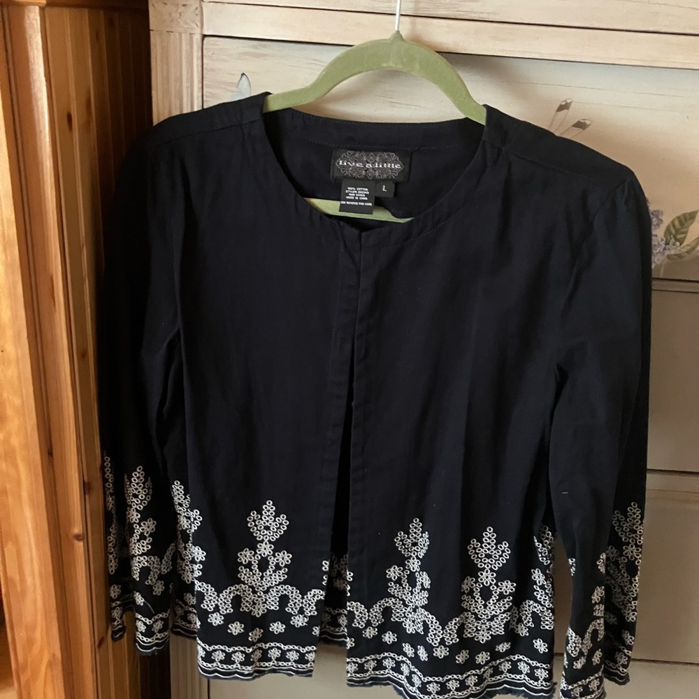 Black Jacket with White Embroidery